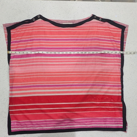 LOFT Pink Striped Semi-Sheer Kaftan Tunic Top Oversized Boxy Lightweight L - Picture 6 of 15